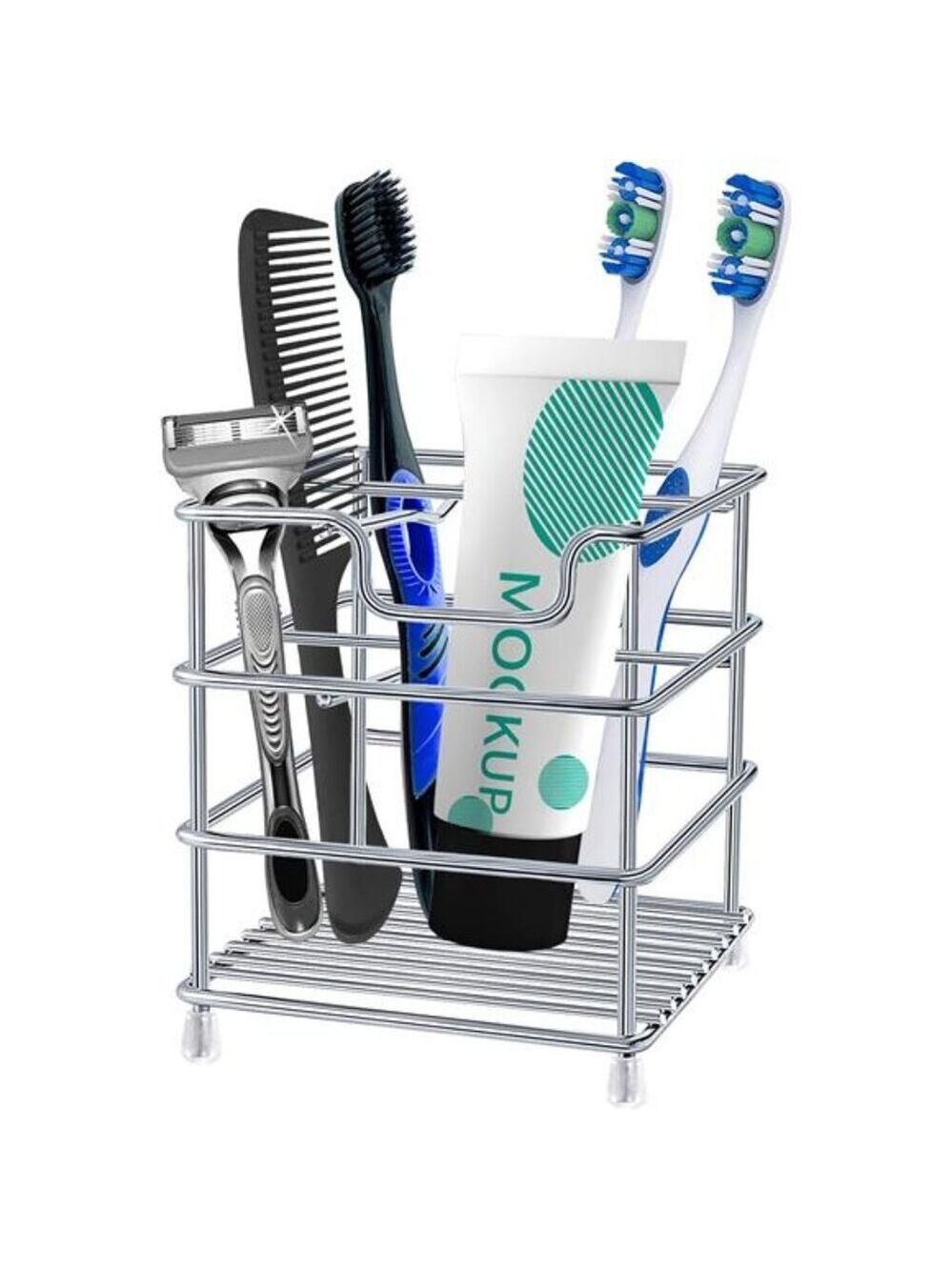 Stainless Steel Toothbrush Holder Bathroom Organizer Rustproof Toothpaste Stand